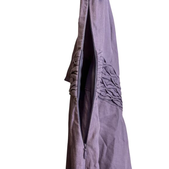 ORVIS Dress Women’s Size 14 Purple Linen Midi Short Sleeve A-line V-Neck - Picture 16 of 16